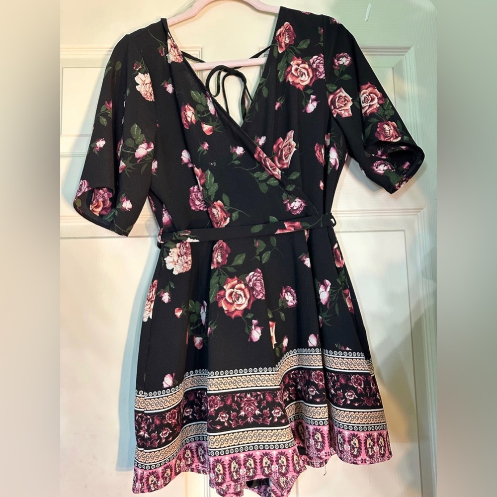 Black floral romper